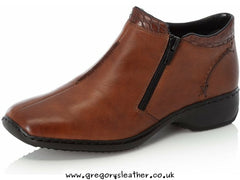 Tan Leather Low Heel Shoe/Boots by Rieker