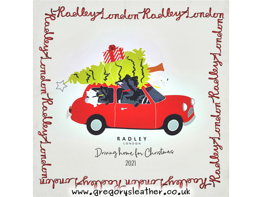 Light Natural Driving Home For Xmas 2021 Boxed Silk Scarf by Radley